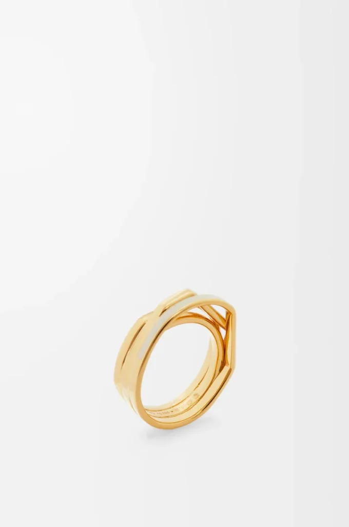 Anello sovrapposto in argento sterling e smalto Oro/Avorio Anello sovrapposto in argento sterling e smalto Oro/Avorio