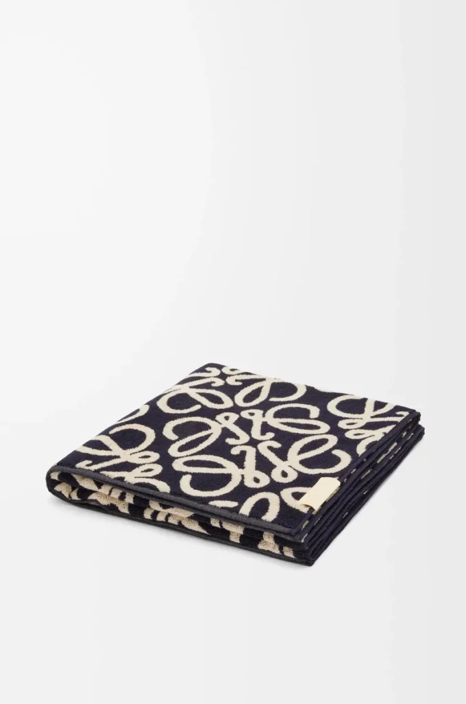 Asciugamano in cotone Blu navy/Beige