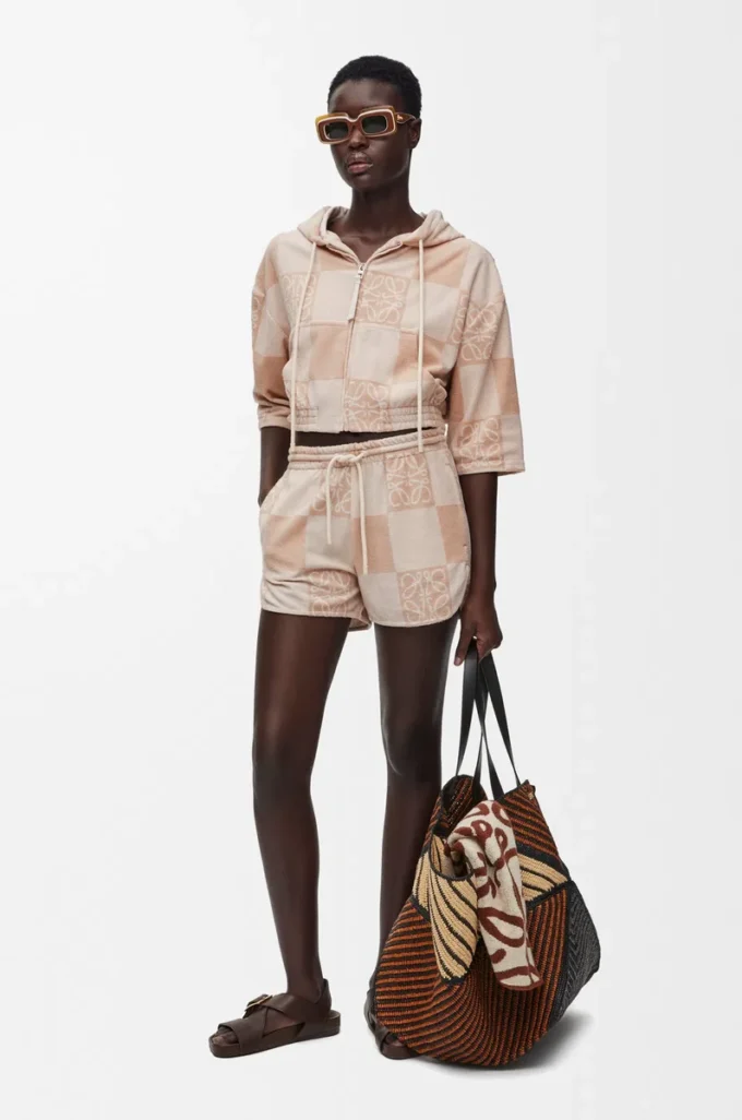 Asciugamano in cotone marrone/beige Asciugamano in cotone marrone/beige