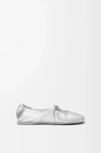 Ballerina Pebble Soft in nappa laminata argento