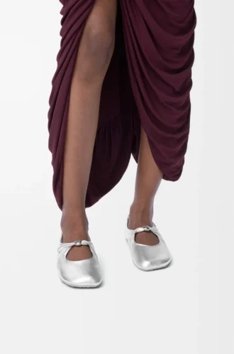 Ballerina Pebble Soft in nappa laminata argento