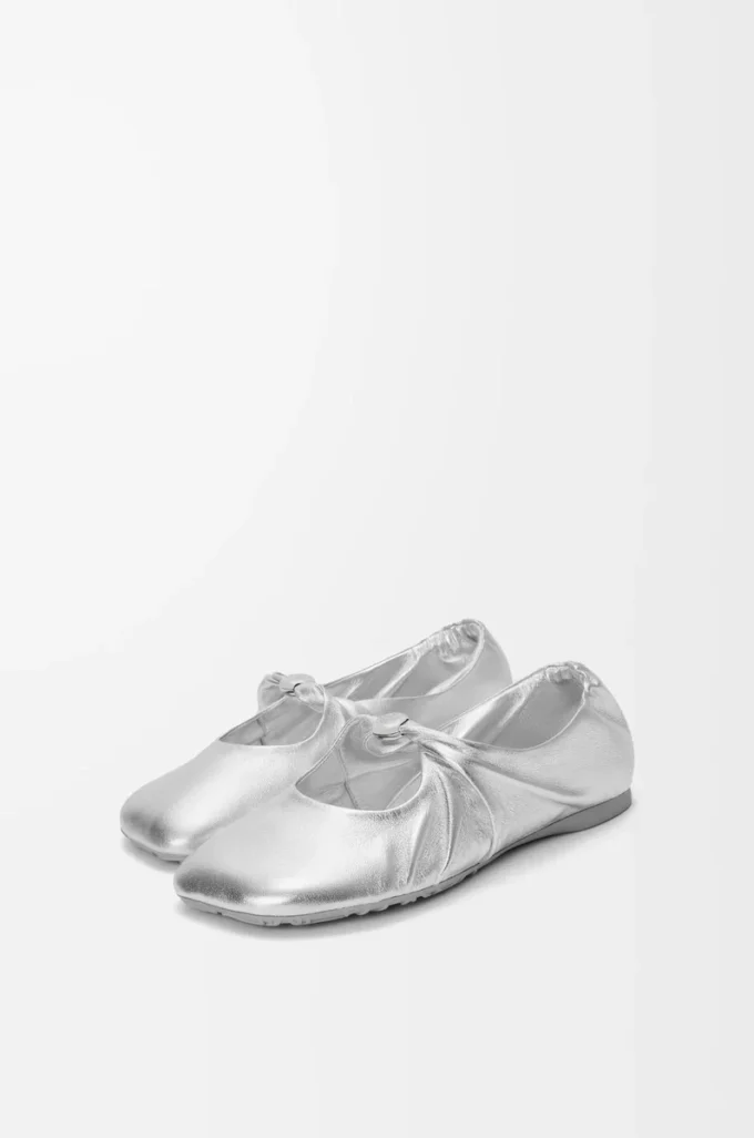 Ballerina Pebble Soft in nappa laminata argento Ballerina Pebble Soft in nappa laminata argento