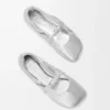 Ballerina Pebble Soft in nappa laminata argento Ballerina Pebble Soft in nappa laminata argento