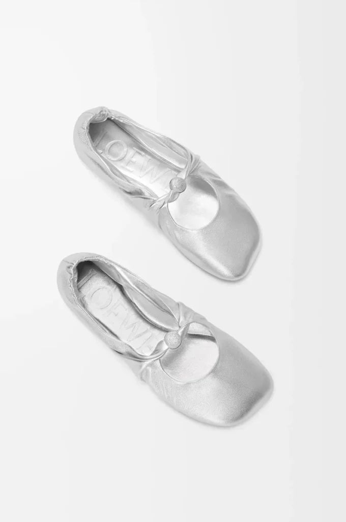 Ballerina Pebble Soft in nappa laminata argento Ballerina Pebble Soft in nappa laminata argento