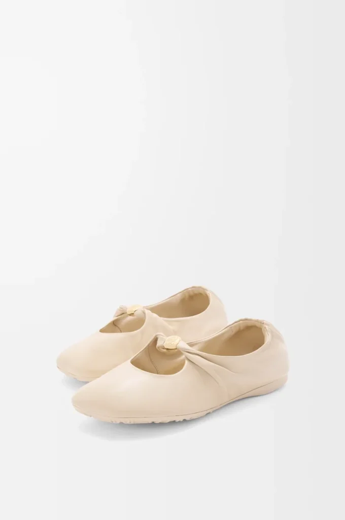 Ballerina Pebble Soft in pelle di agnello nappa color Dough Ballerina Pebble Soft in pelle di agnello nappa color Dough