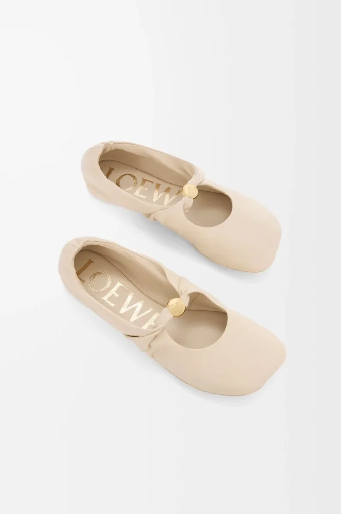 Ballerina Pebble Soft in pelle di agnello nappa color Dough Ballerina Pebble Soft in pelle di agnello nappa color Dough