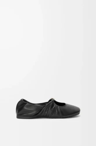 Ballerina Pebble Soft in pelle di agnello nappa nera