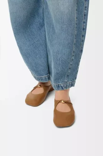 Ballerina Pebble Soft in pelle di agnello nappa Oak