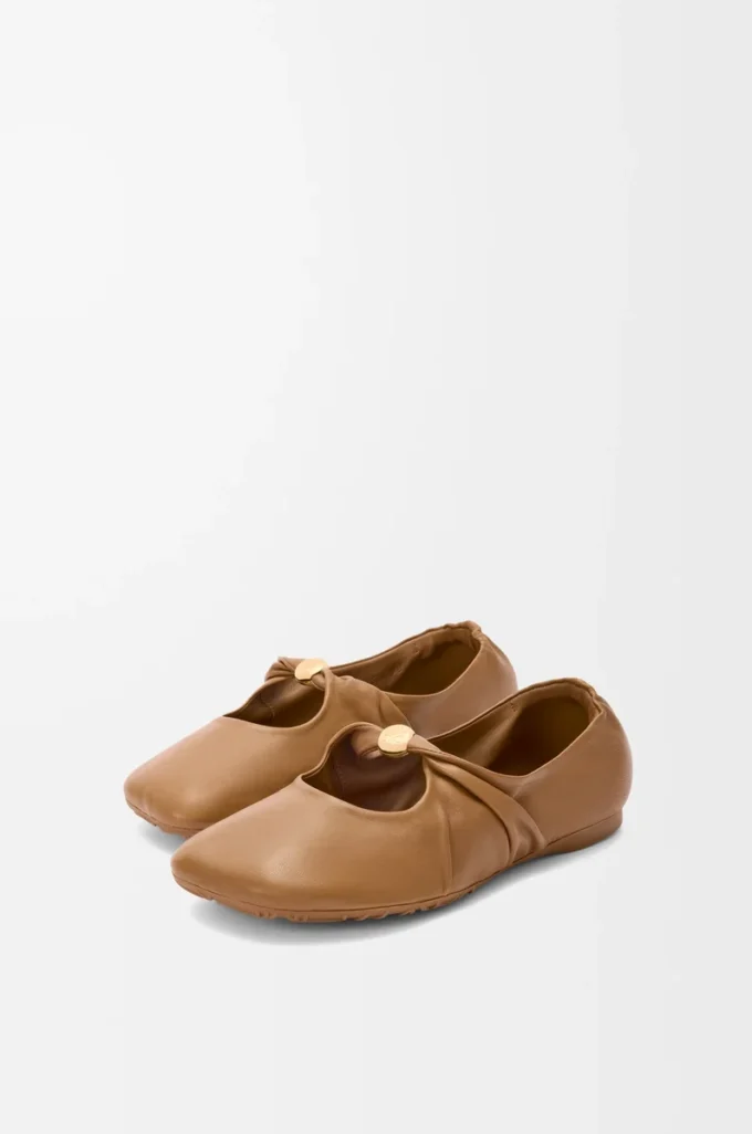 Ballerina Pebble Soft in pelle di agnello nappa Oak Ballerina Pebble Soft in pelle di agnello nappa Oak