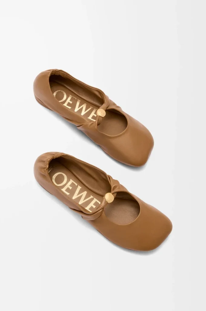 Ballerina Pebble Soft in pelle di agnello nappa Oak Ballerina Pebble Soft in pelle di agnello nappa Oak
