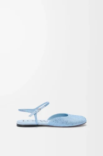 Ballerine con cinturino alla caviglia in camoscio impreziosito da strass, colore azzurro