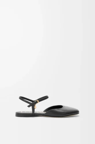Ballerine con cinturino alla caviglia in pelle di agnello Black