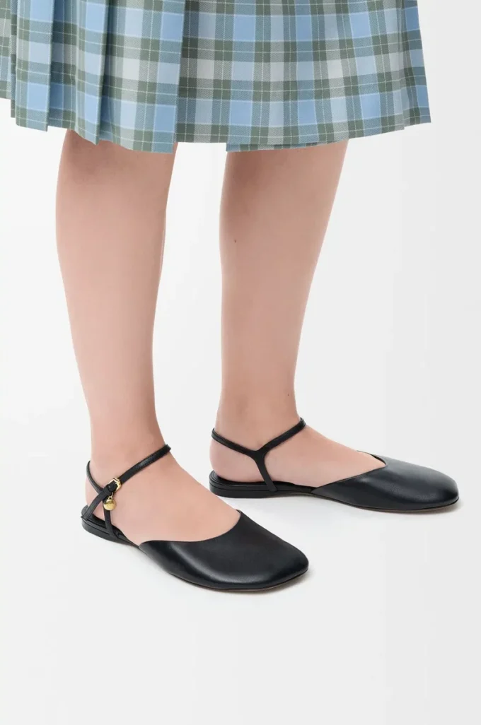 Ballerine con cinturino alla caviglia in pelle di agnello Black Ballerine con cinturino alla caviglia in pelle di agnello Black