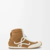 Ballet Runner 2.0 alta in pelle scamosciata e shearling Marrone chiaro/Bianco