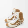 Ballet Runner 2.0 alta in pelle scamosciata e shearling Marrone chiaro/Bianco