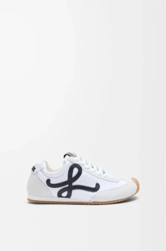 Ballet Runner 2.0 in nylon e pelle di vitello Bianco/Nero