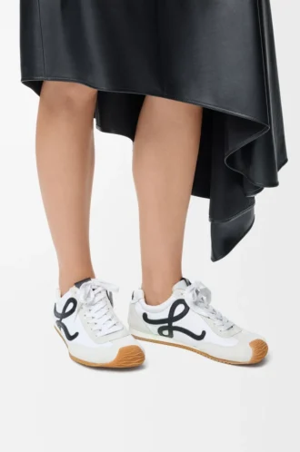 Ballet Runner 2.0 in nylon e pelle di vitello Bianco/Nero