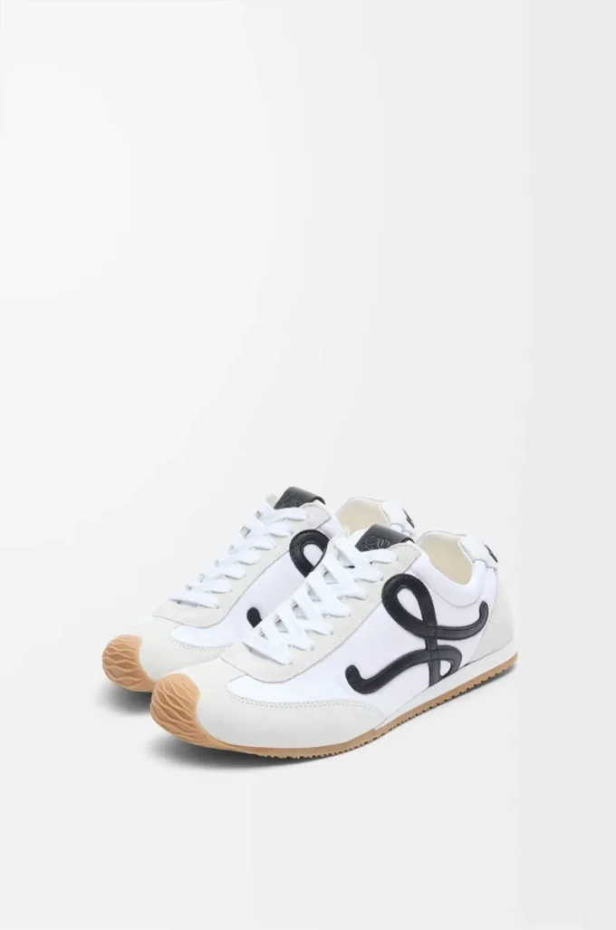 Ballet Runner 2.0 in nylon e pelle di vitello Bianco/Nero