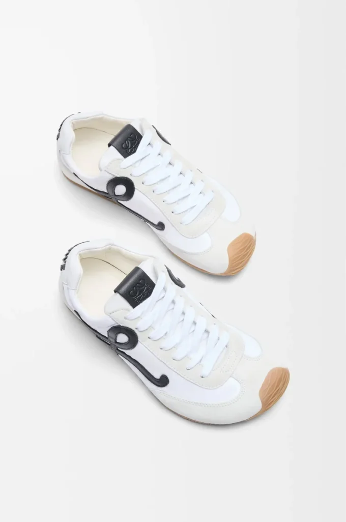 Ballet Runner 2.0 in nylon e pelle di vitello Bianco/Nero