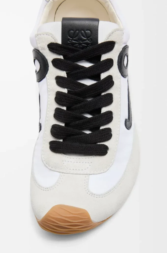 Ballet Runner 2.0 in nylon e pelle di vitello Bianco/Nero