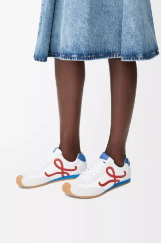 Ballet Runner 2.0 in nylon e pelle di vitello Bianco/Rosso/Blu
