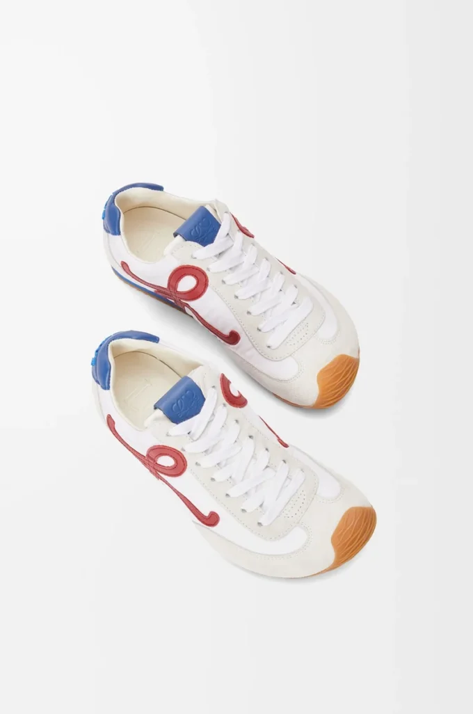 Ballet Runner 2.0 in nylon e pelle di vitello Bianco/Rosso/Blu
