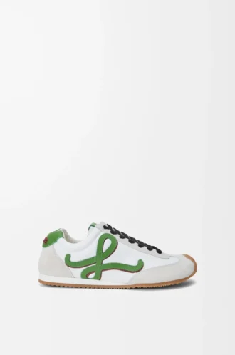 Ballet Runner 2.0 in nylon e pelle di vitello Bianco/Verde erba/Arancione scuro