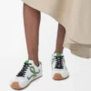 Ballet Runner 2.0 in nylon e pelle di vitello Bianco/Verde erba/Arancione scuro