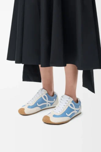 Ballet Runner 2.0 in nylon e pelle di vitello Blu/Bianco/Bianco tenue