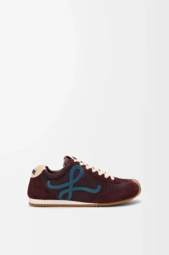 Ballet Runner 2.0 in nylon e pelle di vitello Borgogna/Blu anatra/Pasta