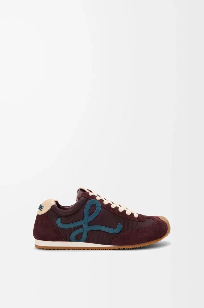 Ballet Runner 2.0 in nylon e pelle di vitello Borgogna/Blu anatra/Pasta