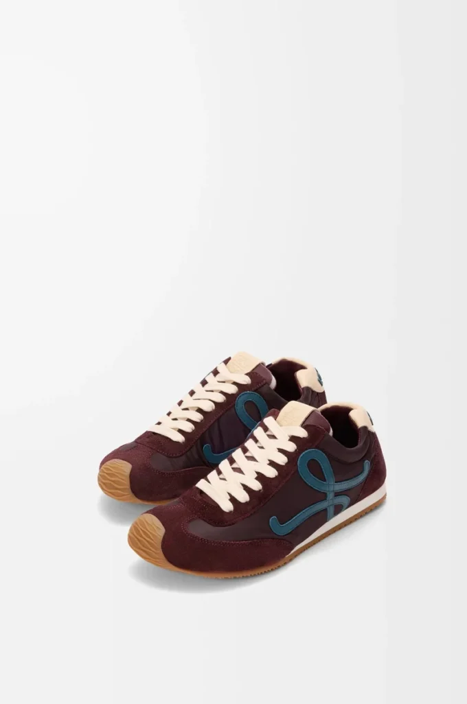 Ballet Runner 2.0 in nylon e pelle di vitello Borgogna/Blu anatra/Pasta