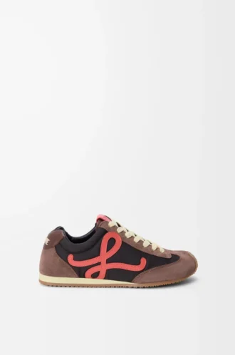 Ballet Runner 2.0 in nylon e pelle di vitello Cioccolato/Corallo/Giallo
