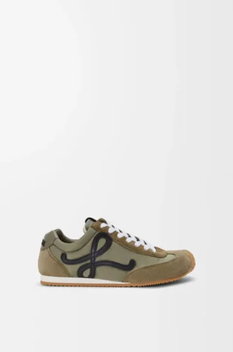 Ballet Runner 2.0 in nylon e pelle di vitello Kaki chiaro/Nero/Bianco