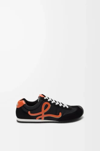 Ballet Runner 2.0 in nylon e pelle di vitello Nero/Arancione/Verde chiaro