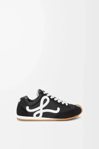 Ballet Runner 2.0 in nylon e pelle di vitello Nero/Bianco