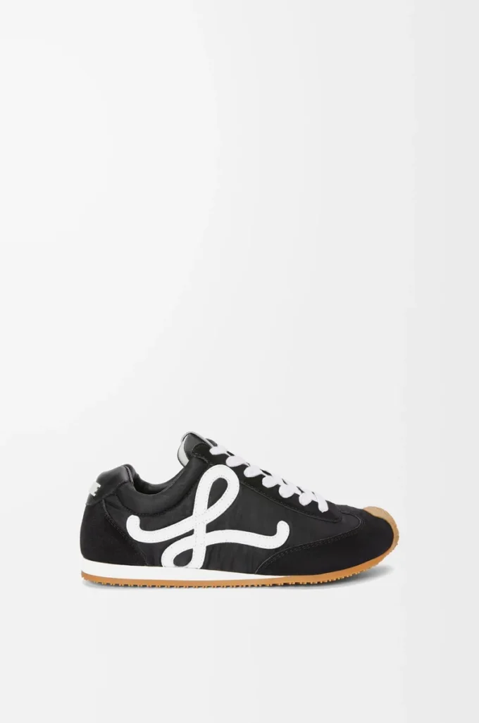 Ballet Runner 2.0 in nylon e pelle di vitello Nero/Bianco