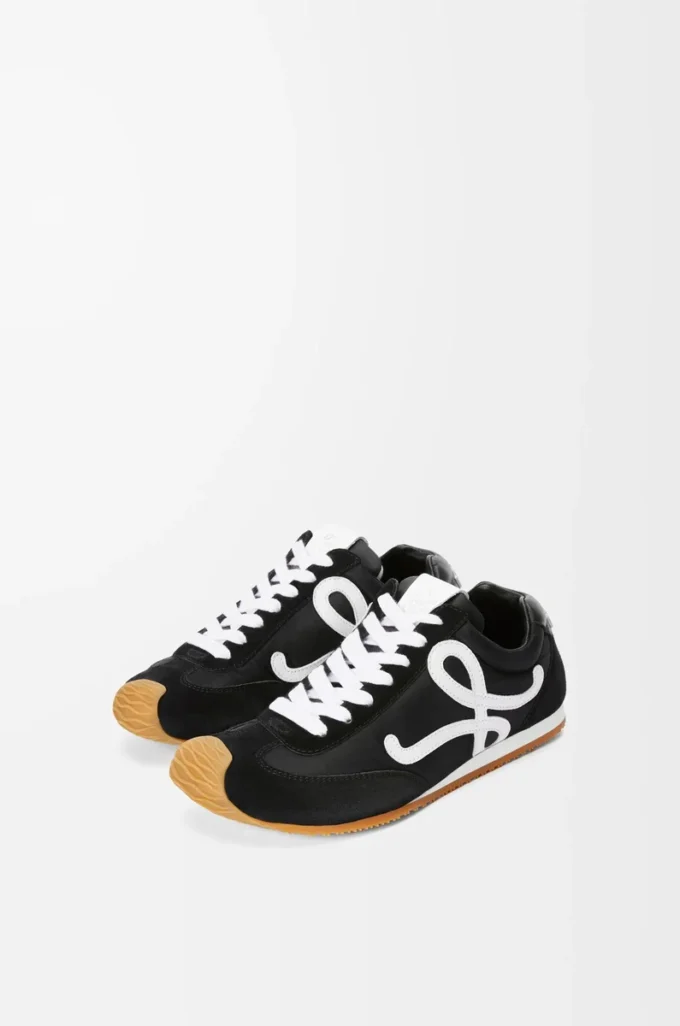 Ballet Runner 2.0 in nylon e pelle di vitello Nero/Bianco