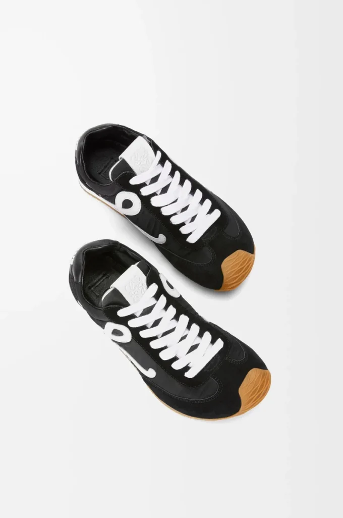 Ballet Runner 2.0 in nylon e pelle di vitello Nero/Bianco