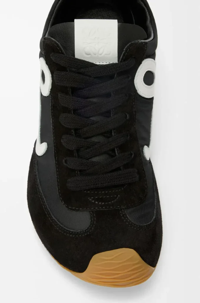 Ballet Runner 2.0 in nylon e pelle di vitello Nero/Bianco