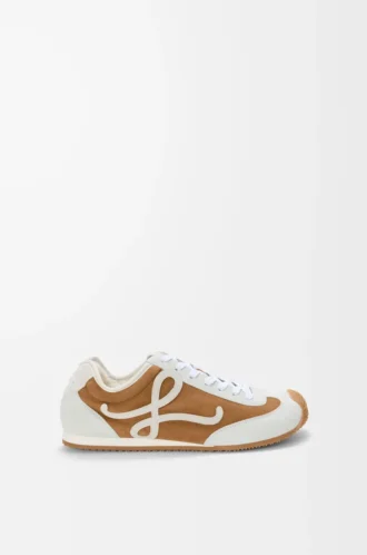 Ballet Runner 2.0 in pelle scamosciata e shearling Tan/Bianco