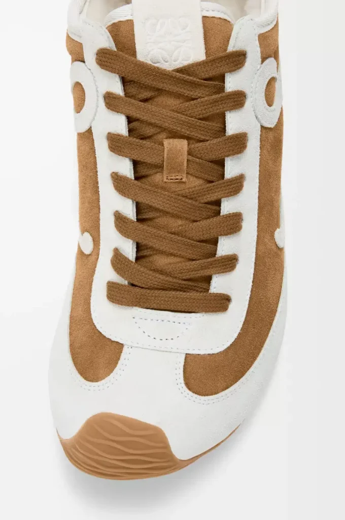 Ballet Runner 2.0 in pelle scamosciata e shearling Tan/Bianco
