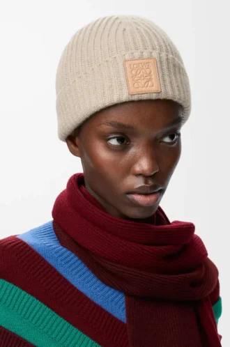 Berretto in cashmere beige chiaro