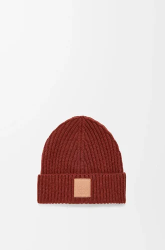 Berretto in cashmere color mogano