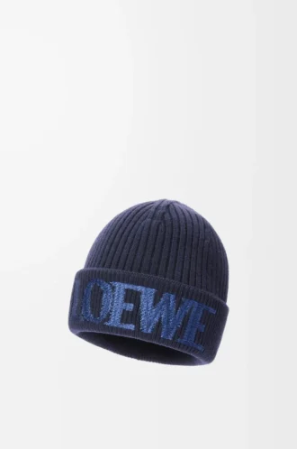 Berretto LOEWE in lana blu navy
