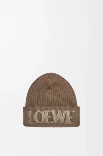 Berretto LOEWE in lana marrone chiaro