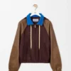 Bomber in nylon, pelle di agnello nappa e pelle di vitello scamosciata Marrone Bomber in nylon, pelle di agnello nappa e pelle di vitello scamosciata Marrone