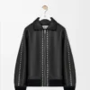 Bomber in pelle di agnello nappa Nero