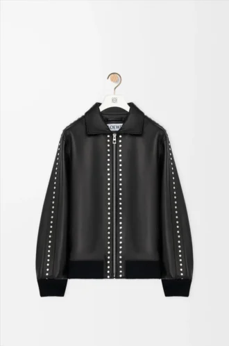 Bomber in pelle di agnello nappa Nero