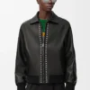 Bomber in pelle di agnello nappa Nero